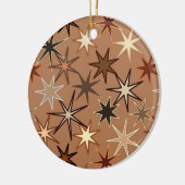 Modern Starburst Print, Coffee Brown en Beige Keramisch Ornament (Links)