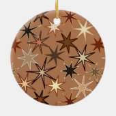 Modern Starburst Print, Coffee Brown en Beige Keramisch Ornament (Achterkant)