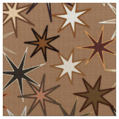 Modern Starburst Print, Coffee Brown en Beige Stof (Close Up)