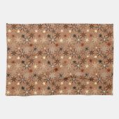 Modern Starburst Print, Coffee Brown en Beige Theedoek (Horizontaal)