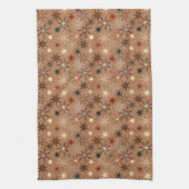 Modern Starburst Print, Coffee Brown en Beige Theedoek (Verticaal)