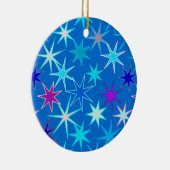 Modern Starburst Print, Deep Cerulean Blue Keramisch Ornament (Rechts)