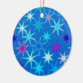 Modern Starburst Print, Deep Cerulean Blue Keramisch Ornament (Links)