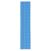 Modern Starburst Print, Deep Cerulean Blue Korte Tafelloper (Voorkant)
