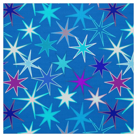 Modern Starburst Print, Deep Cerulean Blue Stof (Swatch)