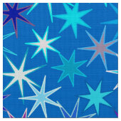 Modern Starburst Print, Deep Cerulean Blue Stof (Close Up)