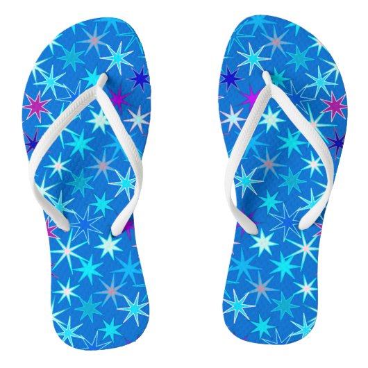 Modern Starburst Print, Deep Cerulean Blue Teenslippers (Voetbed)