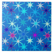 Modern Starburst Print, Deep Cerulean Blue Tegeltje (Voorkant)
