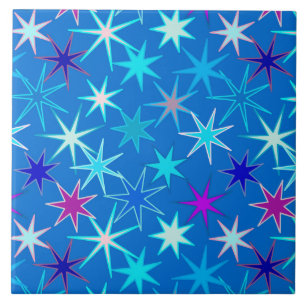 Modern Starburst Print, Deep Cerulean Blue Tegeltje