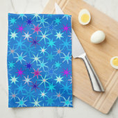 Modern Starburst Print, Deep Cerulean Blue Theedoek (Quarter Fold)