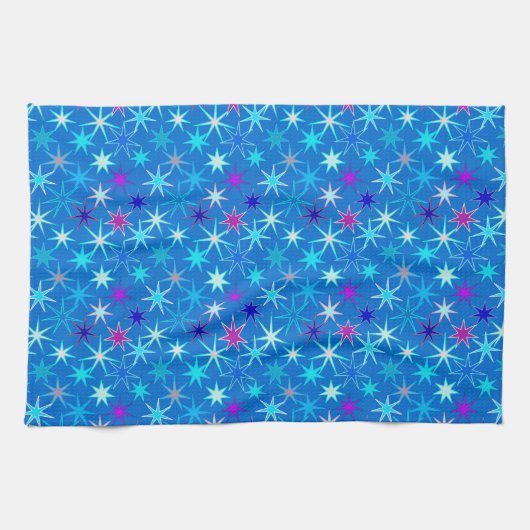 Modern Starburst Print, Deep Cerulean Blue Theedoek (Horizontaal)