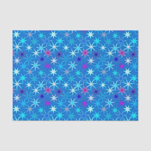 Modern Starburst Print, Deep Cerulean Blue Tissuepapier (Voorkant)