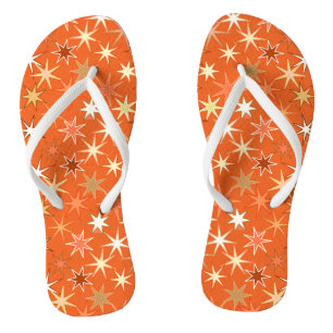 Modern Starburst Print, diep Mandarijns Oranje Teenslippers
