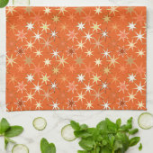 Modern Starburst Print, diep Mandarijns Oranje Theedoek (Gevouwen)