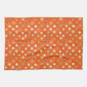 Modern Starburst Print, diep Mandarijns Oranje Theedoek (Horizontaal)