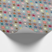 Modern Starburst Print, Jewel kleuren op grijs Cadeaupapier (Hoek)