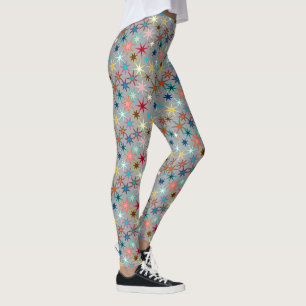 Modern Starburst Print, Jewel kleuren op grijs Leggings