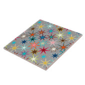 Modern Starburst Print, Jewel kleuren op grijs Tegeltje (Zijkant)