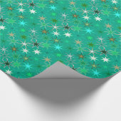 Modern Starburst Print, Turquoise en Aqua Cadeaupapier (Hoek)