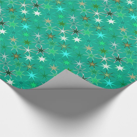 Modern Starburst Print, Turquoise en Aqua Cadeaupapier (Hoek)