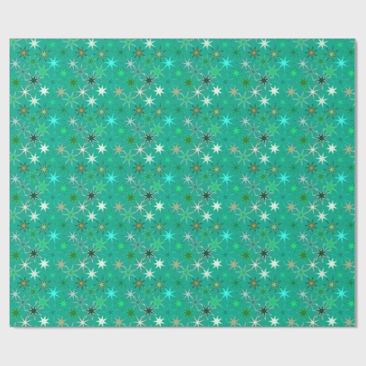Modern Starburst Print, Turquoise en Aqua Cadeaupapier (Vlak)