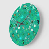 Modern Starburst Print, Turquoise en Aqua Grote Klok (Hoek)