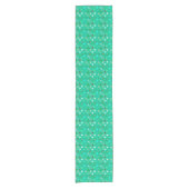 Modern Starburst Print, Turquoise en Aqua Korte Tafelloper (Voorkant)
