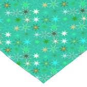 Modern Starburst Print, Turquoise en Aqua Korte Tafelloper (Hoek)