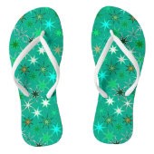 Modern Starburst Print, Turquoise en Aqua Teenslippers (Voetbed)