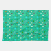 Modern Starburst Print, Turquoise en Aqua Theedoek (Horizontaal)