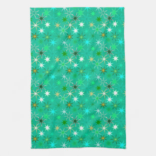Modern Starburst Print, Turquoise en Aqua Theedoek