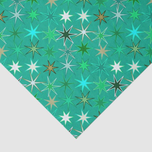 Modern Starburst Print, Turquoise en Aqua Tissuepapier (Detail)