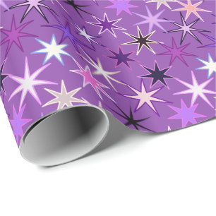 Modern Starburst Print, Violet Paars en Orchid Cadeaupapier