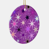 Modern Starburst Print, Violet Paars en Orchid Keramisch Ornament (Rechts)