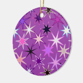Modern Starburst Print, Violet Paars en Orchid Keramisch Ornament (Links)