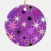 Modern Starburst Print, Violet Paars en Orchid Keramisch Ornament (Achterkant)