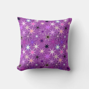 Modern Starburst Print, Violet Paars en Orchid Kussen