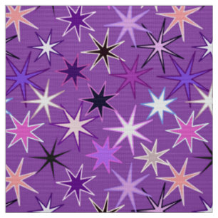 Modern Starburst Print, Violet Paars en Orchid Stof