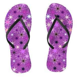 Modern Starburst Print, Violet Paars en Orchid Teenslippers