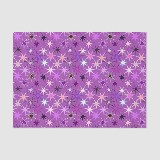 Modern Starburst Print, Violet Paars en Orchid Tissuepapier (Voorkant)