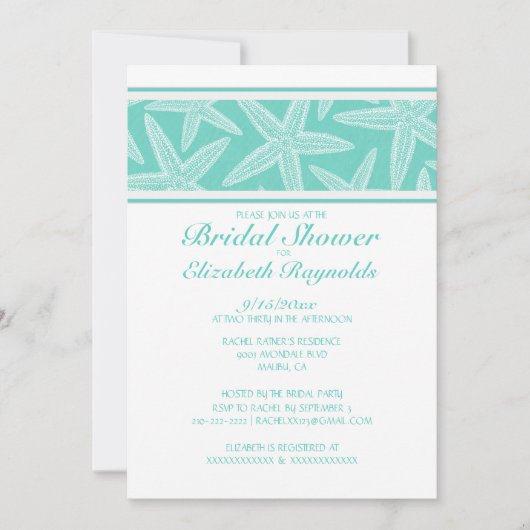 Modern Starfish Bridal Shower Invitations Kaart (Voorkant)