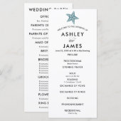 Modern Starfish Wedding Ceremony Programme Blue Gr Programmakaart (Voorkant / Achterkant)