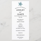 Modern Starfish Wedding Ceremony Programme Blue Gr Programmakaart (Voorkant)
