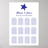 Modern Starfish Wedding Seating Chart Sign, marine Poster (Voorkant)