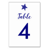 Modern Starfish Wedding Table Number Card, Navy Kaart (Achterkant)