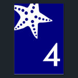 Modern Starfish Wedding Table Number Card, Navy Kaart<br><div class="desc">Eenvoudig. Modern. Elegante Starfish Table Number Kaarten om uw gasten te helpen hun stoelen te vinden. Pas de nummers aan die u nodig hebt en voeg één kaart per keer toe aan uw winkelwagentje. Kaarten coördineren met mijn moderne Starfish bruiloft suite.</div>