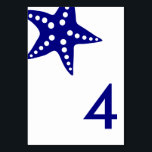Modern Starfish Wedding Table Number Card, Navy Kaart<br><div class="desc">Eenvoudig. Modern. Elegante Starfish Table Number Kaarten om uw gasten te helpen hun stoelen te vinden. Pas de nummers aan die u nodig hebt en voeg één kaart per keer toe aan uw winkelwagentje. Kaarten coördineren met mijn moderne Starfish bruiloft suite.</div>