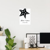 Modern Starfish Wedding Welcome Sign, Black Poster (Thuiskantoor)