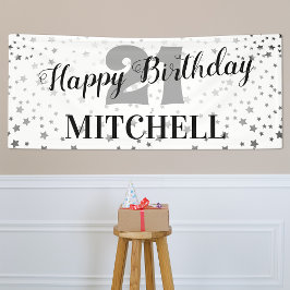 Modern Starry Happy Birthday | Alle leeftijden en  Spandoek