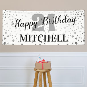Modern Starry Happy Birthday   Alle leeftijden en  Spandoek
